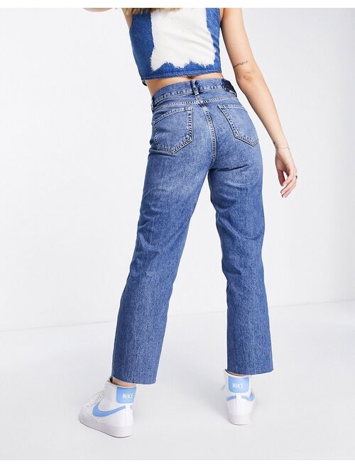 Stradivarius cropped jeans in mid wash