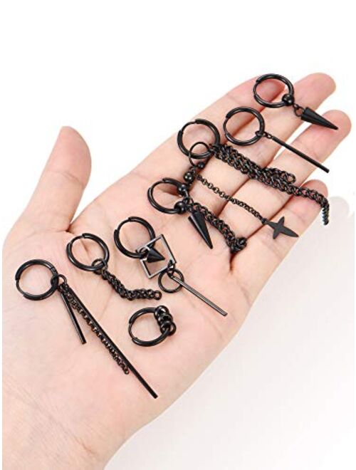 Hicarer 20 Pieces Dangle Earrings Stainless Steel Huggie Hinged Hoop Earrings for Women Men