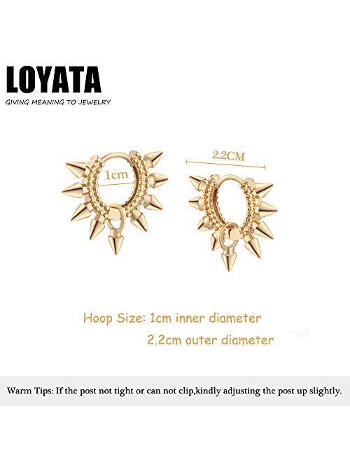 LOYATA Spike Earrings Gold Huggie Hoop Diamond Cubic Zirconia 14K Gold Plated Dainty Small Simple Hypoallergenic Geometric Jewelry Gift for Women…