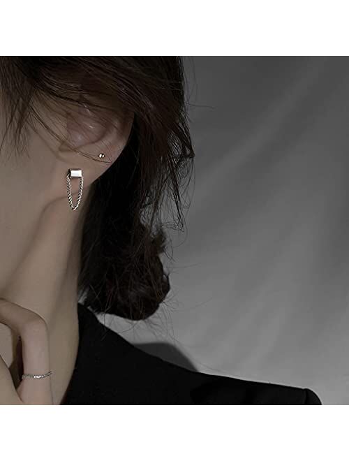 SLUYNZ 925 Sterling Silver Chain Studs Earrings for Women Teen Girls Minimalist Earrings Studs