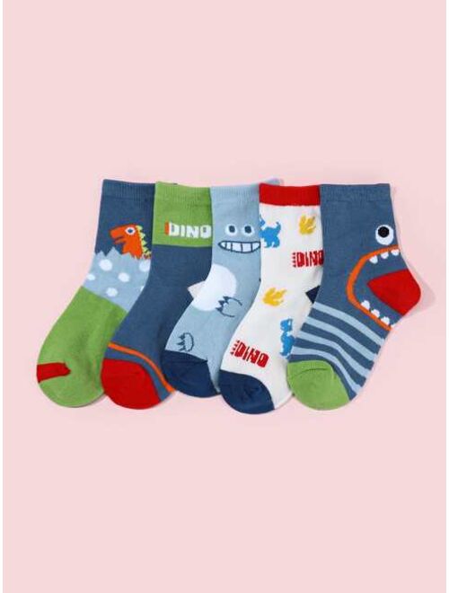 Shein 5pairs Toddler Boys Color Block Socks