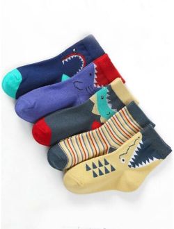 5pairs Kids Striped Print Crew Socks