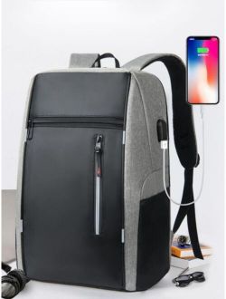Men Two Tone Pocket Front Design Laptop Backpack