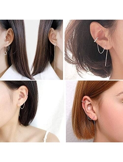 Tamhoo 12 Pairs Threader Earrings Set for Women-Long Chain Earrings for Women Fashion-Womens Hypoallergenic Dangle Earrings Cartilage Earring Cuff Earrings
