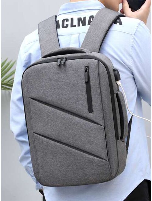 Shein Men USB Charging Port Laptop Backpack