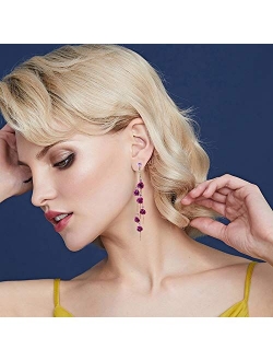 GBAHFY Korean Fashion Temperament Long Tassel Pendant Earrings Exquisite Simple Purple Rose Flower Earrings Female Jewelry