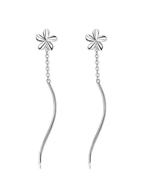 Msecvoi Wavy Long Link Plumeria Flowers Tassel Earrings for Women Teen Girls Elegant Earrings Party Gift