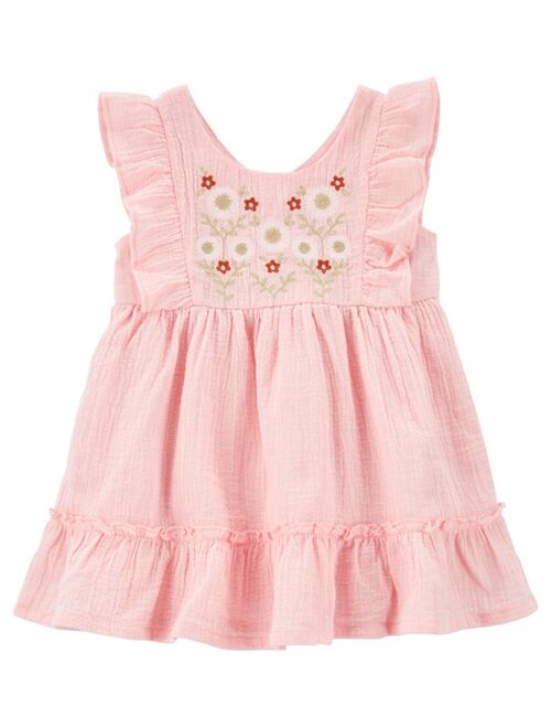 Carter's Baby Girls Embroidered Dress with Diaper Cover
