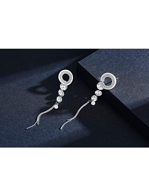 SBLING Platinum-Plated Cubic Zirconia Drop Earrings - Gifts for Women/Girls