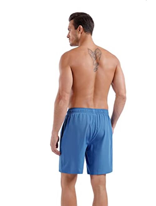 Milankerr Men Swim Trunks 7" Swim Shorts Bathing Suit with Compression Liner No Chafe 18-21 Inch Length Stretch
