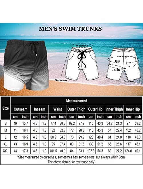 AI'MAGE Men's Swim Trunks Compression Liner Quick Dry Beach Board Swim Shorts Summer Striped Bathing Suits with Pockets