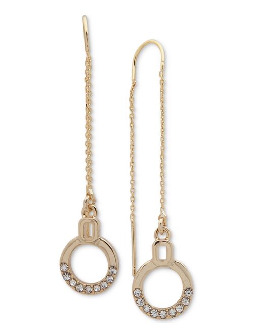 DKNY Gold-Tone Crystal Circle Threader Earrings