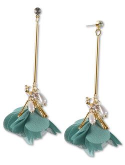 Gold-Tone Fabric Flower Linear Drop Earrings, Created for Macy's