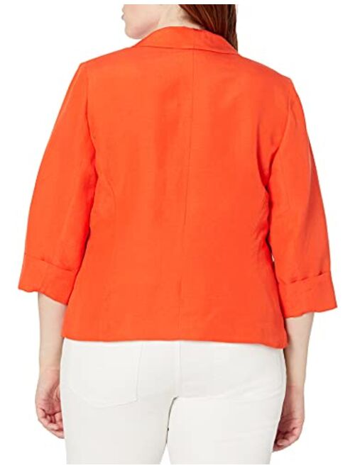 Kasper Women's Plus Size Drape Neck Flyaway Cardigan Jacket