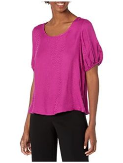 Women's T-Shirt with Puff Sleeve & Elastic Cuff