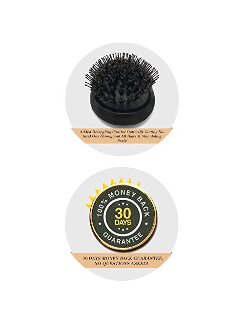 Truly Genuine Stockholm Hair Brush for Men and Women - Mixed Boar Bristle Hairbrush with Added Detangling Pins for Optimally Getting Natural Oils Throughout All Hairs and