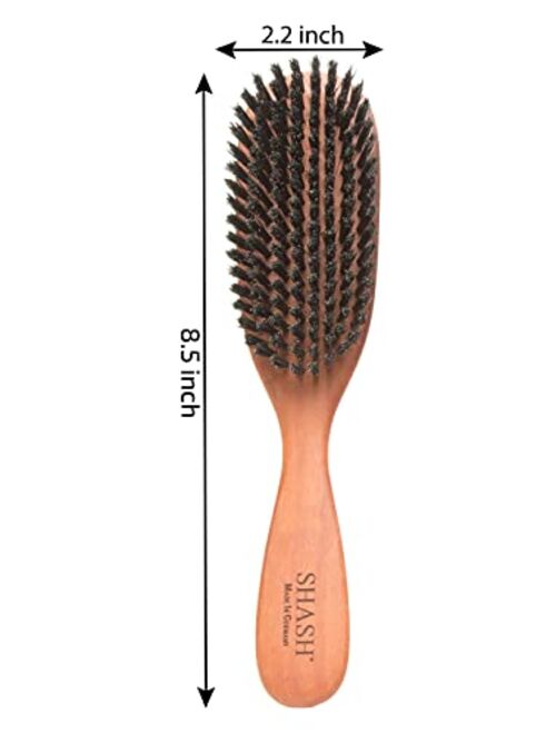 Made in Germany - SHASH The Classic 100% Boar Bristle Hair Brush, Suitable For Thin To Normal Hair - Naturally Conditions Hair, Improves Texture, Exfoliates, Soothes and 