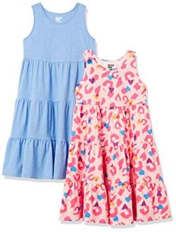 Girls and Toddlers' Knit Sleeveless Tiered Dresses, Pack of 2