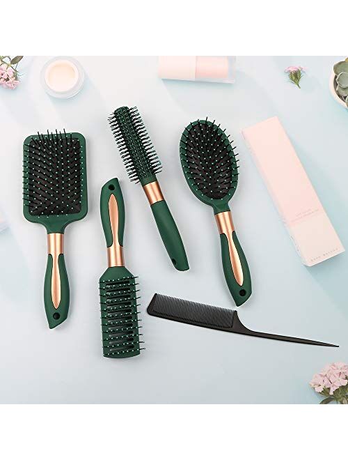 Taywes Mens Paddle Hair Brush Comb Set for Women and Men 6 Pcs Wet Hair Brushes for long Hair No Tangle Hair Brush for Curly or Straight Hair