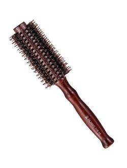 Minalo Styling Essentials 100% Natural Boar Bristles Hair Brush With Wood Handle, Round Comb Ruled 2.2-Inch