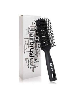 BALON Vent Hair Brush, 11 Row Vented Hairbrush for Men and Women, Vent Brushes With Ball Tipped Bristles for Wet Short Curly Straight Hair Blow Drying Quickly(Black)