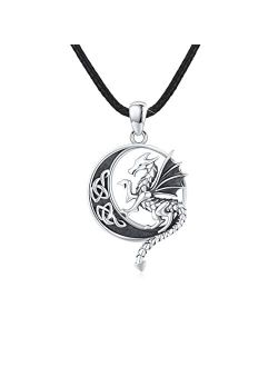 Conbo Sterling Silver Dragon Necklace Crystal Necklace Celtic Knot Necklace Dragon Crystal Jewelry Gift for Men Women Boys Girls