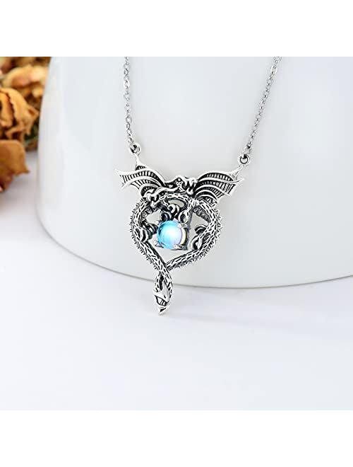 SLIACETE Dragon Necklace Sterling Silver Cross Dragon Pendant Necklace Vintage Dragon Jewelry Gifts for Women Boys Men Dragon Lovers