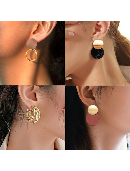 HITY Women's Earrings Korean Acrylic Drop Earrings for Women Statement Geometric Round Gold Earring 2021 Fashion Trend Female Jewelry