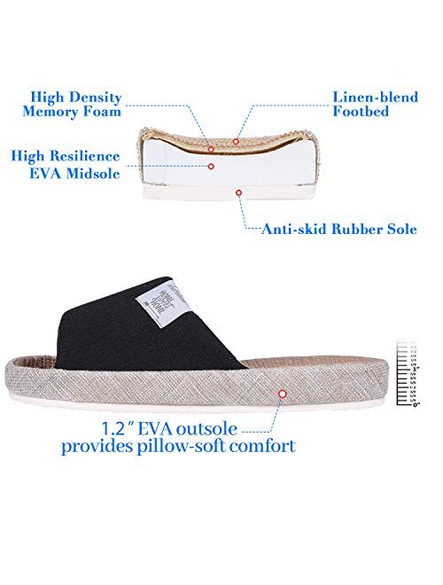 shevalues Women's Open Toe House Slippers Arch Support Lightweight Linen Slippers Mothers Day Gifts for Mom and Grandma