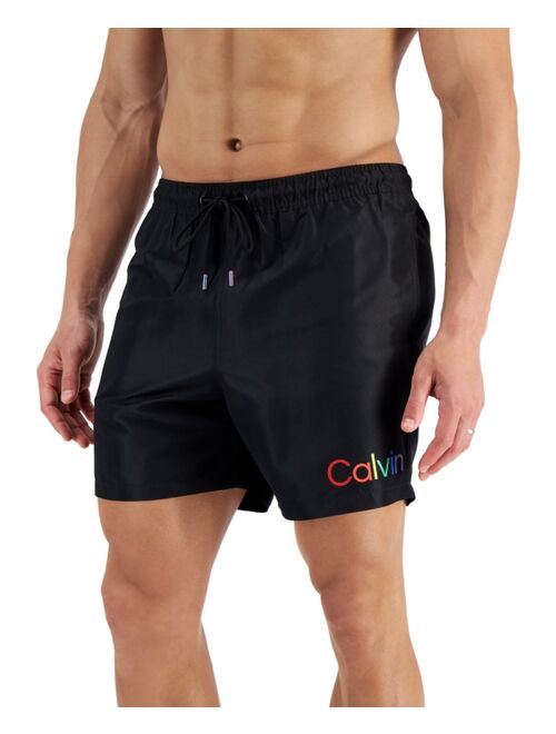 Calvin Klein Men's 5" Rainbow Logo-Print Swim Shorts