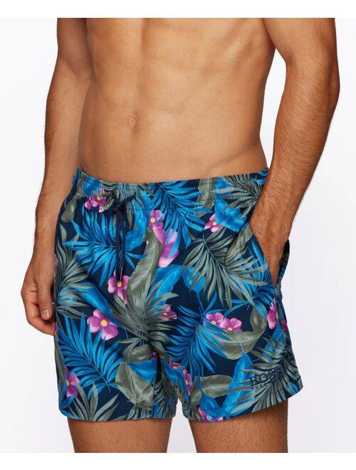 Hugo Boss BOSS Men's Leaf-Print Swim Shorts