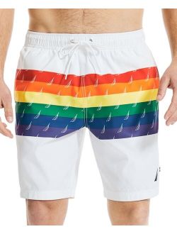 Men's Pride Rainbow-Stripe 8" Swim Trunks