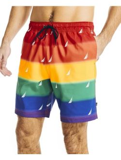 Men's Pride Quick-Dry Rainbow Stripe Logo-Print 18" Board Shorts