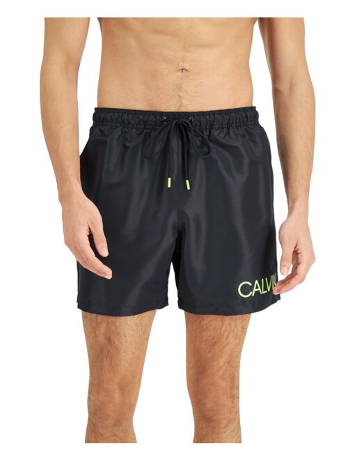 Calvin Klein Men's Quick-Dry UPF 50+ Logo-Print 7" Swim Trunks