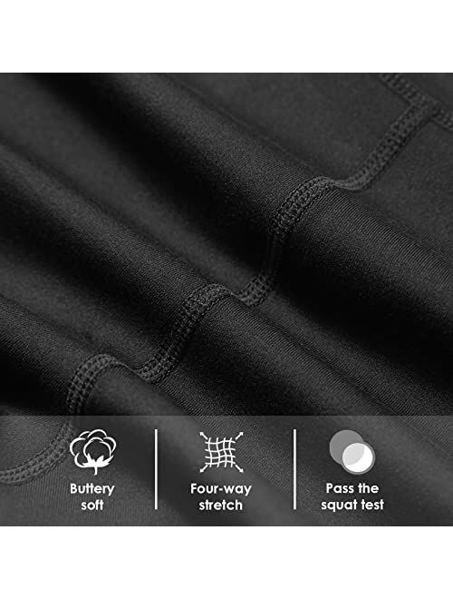 BALEAF Women's 10"/12" Long Biker Shorts Knee Length High Waist with Pockets Yoga Compression Spandex Workout Shorts