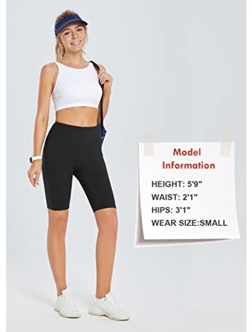 BALEAF Women's 10"/12" Long Biker Shorts Knee Length High Waist with Pockets Yoga Compression Spandex Workout Shorts