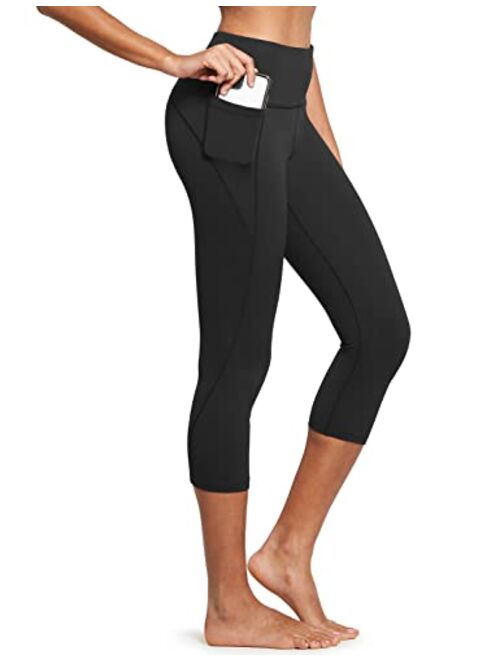 BALEAF Women's Capri Leggings Workout Yoga Running Capris High Waisted Pull On Cropped Leggings with Pockets