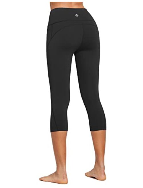 BALEAF Women's Capri Leggings Workout Yoga Running Capris High Waisted Pull On Cropped Leggings with Pockets