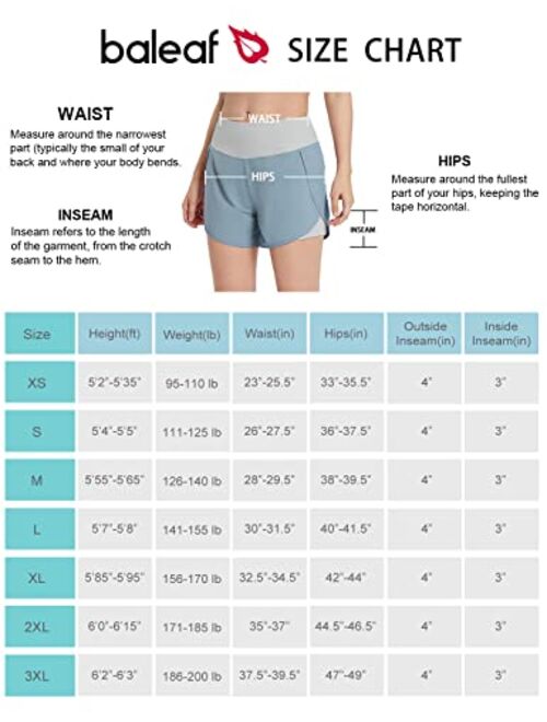 BALEAF Women's 2 in 1 Running Athletic Shorts with Liner Lightweight Quick-Dry Workout Active Yoga Shorts with Pockets