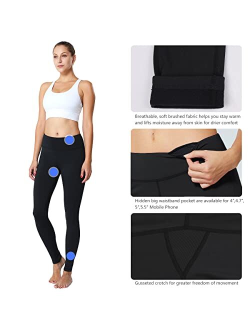 BALEAF Women's Fleece Lined Leggings Thermal Warm Winter Tights High Waisted Yoga Pants Cold Weather with Pockets