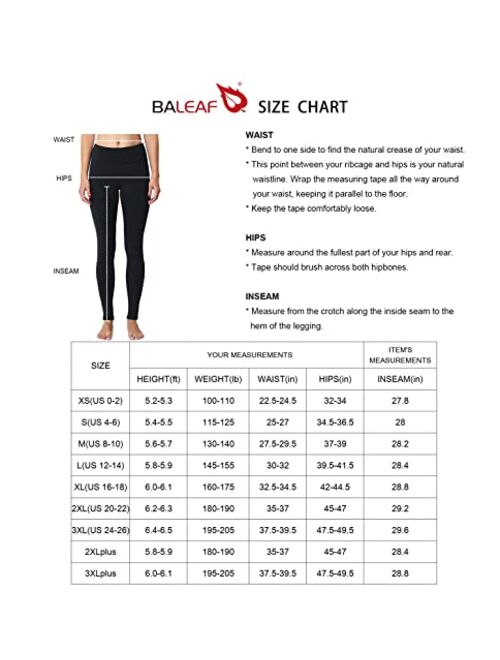BALEAF Women's Fleece Lined Leggings Thermal Warm Winter Tights High Waisted Yoga Pants Cold Weather with Pockets