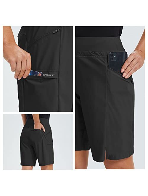 BALEAF Women's Hiking Long Shorts 9" Quick Dry Bermuda Cargo for Curvy Lightweight Knee Length Shorts w Pockets