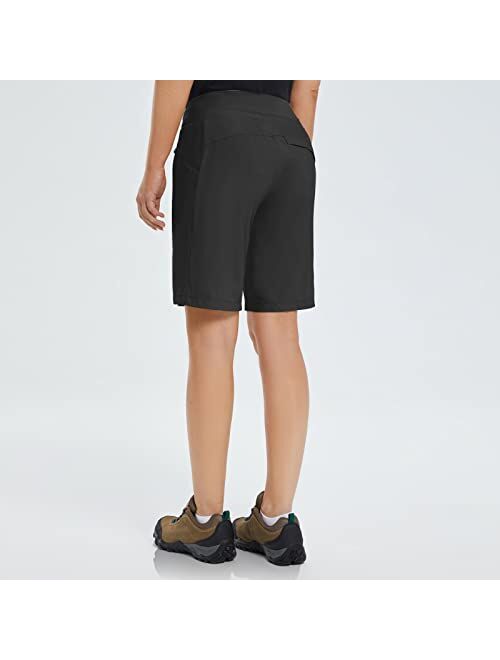 BALEAF Women's Hiking Long Shorts 9" Quick Dry Bermuda Cargo for Curvy Lightweight Knee Length Shorts w Pockets