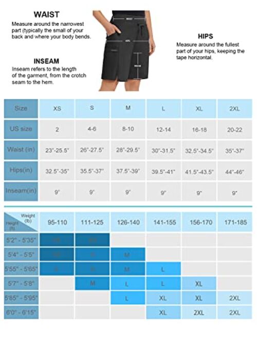 BALEAF Women's Hiking Long Shorts 9" Quick Dry Bermuda Cargo for Curvy Lightweight Knee Length Shorts w Pockets
