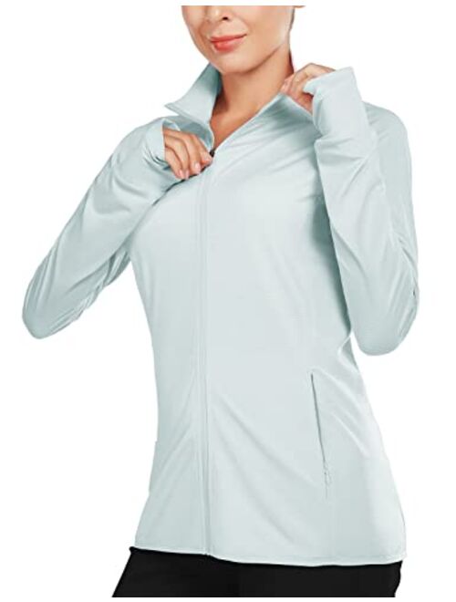 BALEAF Women's Long Sleeve Shirts UPF 50+ Sun Protection Full Zip Athletic Jackets Running Lightweight Zipper Pockets