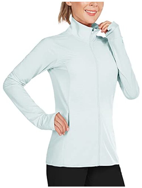 BALEAF Women's Long Sleeve Shirts UPF 50+ Sun Protection Full Zip Athletic Jackets Running Lightweight Zipper Pockets
