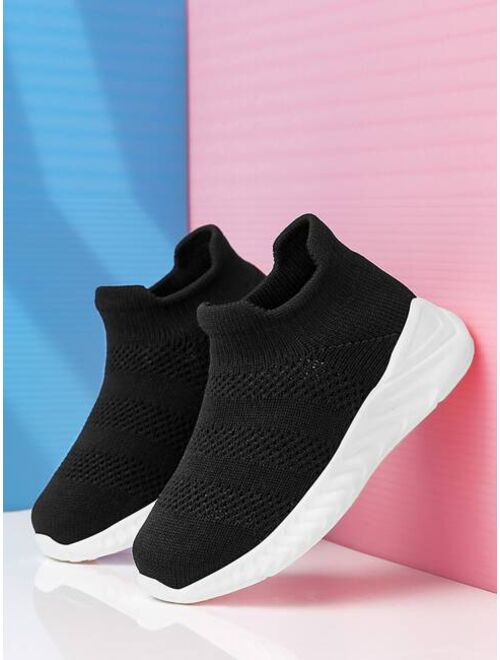 Shein Boys Knit Detail Breathable Running Shoes