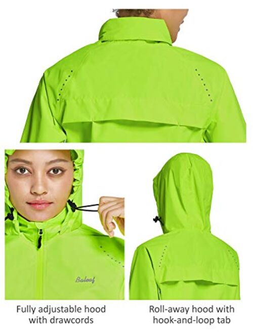 BALEAF Women's Running Rain Jackets Cycling Windbreaker Waterproof Reflective Windproof Spring Coat Golf Hiking Hooded
