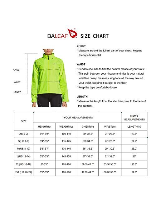 BALEAF Women's Running Rain Jackets Cycling Windbreaker Waterproof Reflective Windproof Spring Coat Golf Hiking Hooded