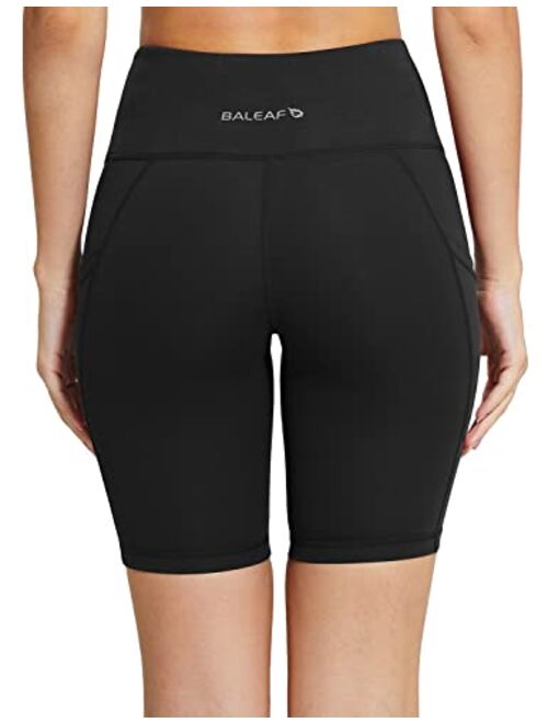 BALEAF Women's 8"/ 7"/ 5" High Waist Biker Shorts Workout Yoga Running Gym Compression Spandex Shorts Side Pockets